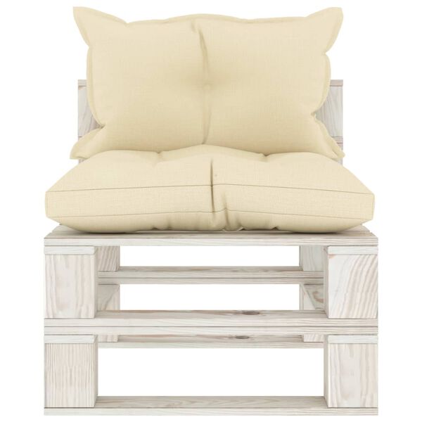 vidaXL Tuinmiddenbank met crèmekleurige kussens pallet hout
