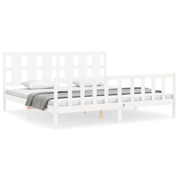 vidaXL Bedframe zonder matras massief grenenhout wit 200x200 cm