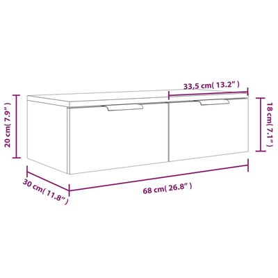 vidaXL Wandkast 68x30x20 cm bewerkt hout gerookt eikenkleurig