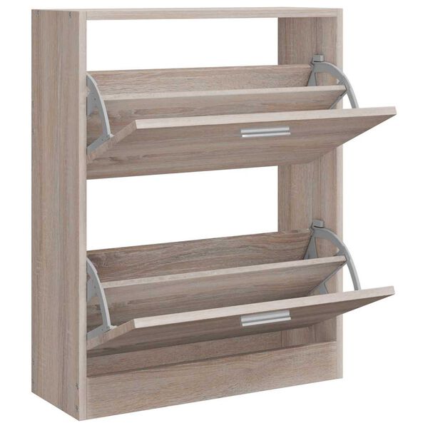 vidaXL Schoenenkast met 2 vakken eiken-look hout