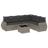 vidaXL 7-delige Loungeset met kussens poly rattan grijs