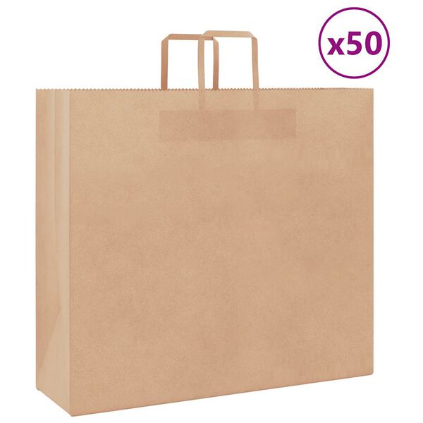 vidaXL Papieren zakken 50 st met hengsels 54x15x49 cm bruin