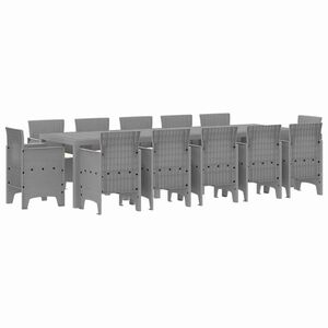 vidaXL Tuin Eetset met kussen 13 pcs Lichtgrijs