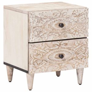 vidaXL Nachtkastje met lade Wit 40 x 33,5 x 46 cm Massief Mango Hout