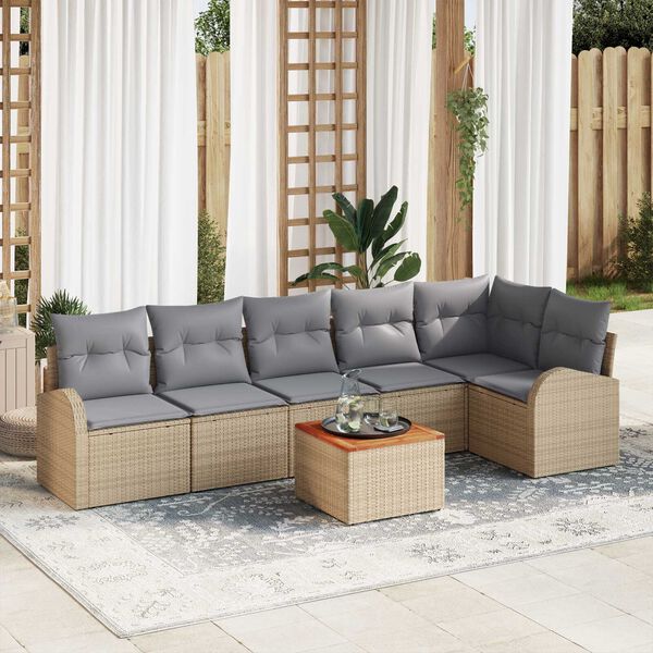 vidaXL Tuin Sofa Set 7 pcs beige en lichtgrijs
