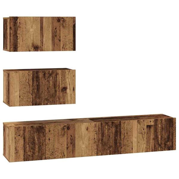 vidaXL Tv-meubelset Wandgemonteerd 4 pcs Oud Hout Bewerkt hout