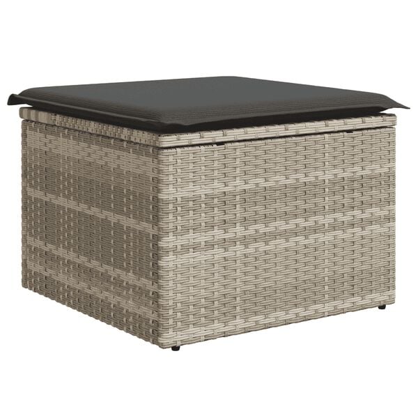 vidaXL 7-delige Loungeset met kussens poly rattan lichtgrijs