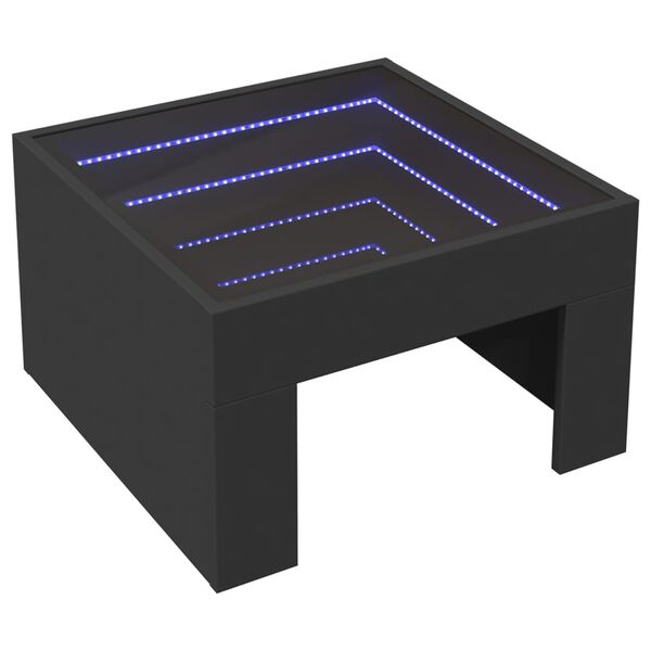vidaXL Salontafel met Infinity LED 50x50x30 cm zwart