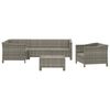 vidaXL 6-delige Loungeset met kussens poly rattan grijs
