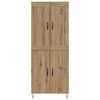vidaXL Hoge kast Artisan Eiken 69,5 x 34 x 180 cm Bewerkt hout