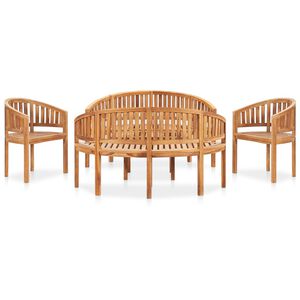 vidaXL 5-delige Loungeset banaanvormig massief teakhout