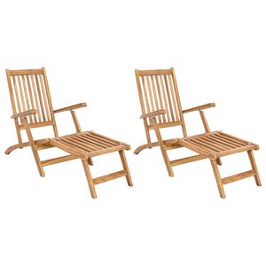 vidaXL Vouwdeckstoel 2 pcs Naturel Massief Teakhout