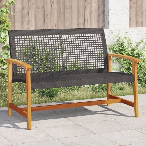 vidaXL Tuinbank 112 cm poly rattan en acaciahout zwart