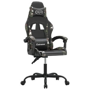 vidaXL Gamestoel draaibaar kunstleer zwart en camouflage