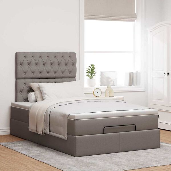 vidaXL Ottoman bed met matras 120x200cm stof taupe
