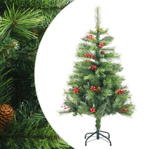 vidaXL Kunstkerstboom met scharnieren dennenappels en bessen 150 cm