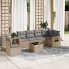 vidaXL 7-delige Loungeset met kussens poly rattan beige
