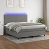 vidaXL Boxspring met matras en LED stof donkergrijs 160x200 cm