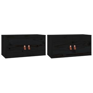 vidaXL Wandkasten 2 st 60x30x30 cm massief grenenhout zwart