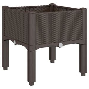 vidaXL Plantenbak met poten 40x40x42 cm polypropeen bruin