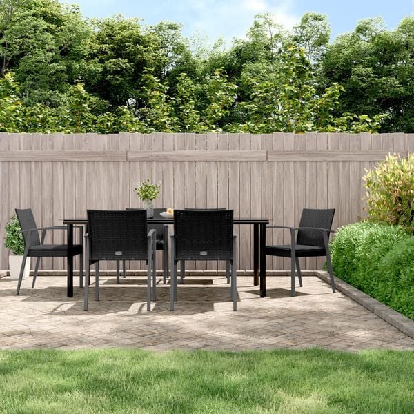 vidaXL 7-delige Tuinset met kussens poly rattan en staal