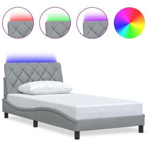 vidaXL Bedframe met LED zonder matras stof 100x200 cm lichtgrijs