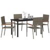 vidaXL Tuin eettafelset met kussen 5 pcs Grijs poly rattan