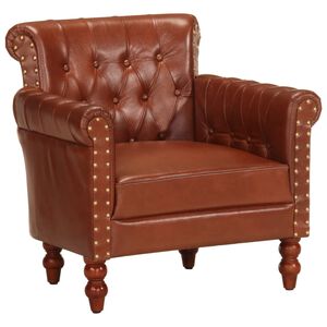 vidaXL Fauteuil echt geitenleer bruin