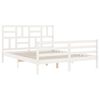 vidaXL Bedframe met hoofdbord massief hout wit 160x200 cm