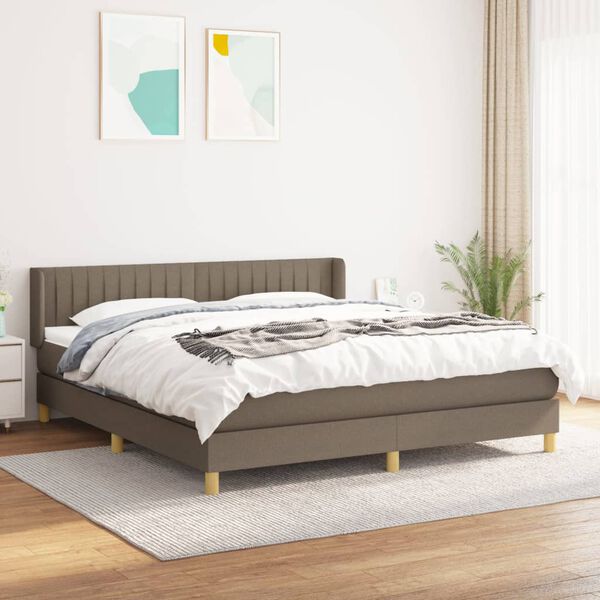 vidaXL Boxspring met matras stof taupe 200x200 cm