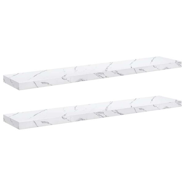 vidaXL Wandplank 2 pcs Wit Marmer 120 x 23,5 x 4 cm Bewerkt hout