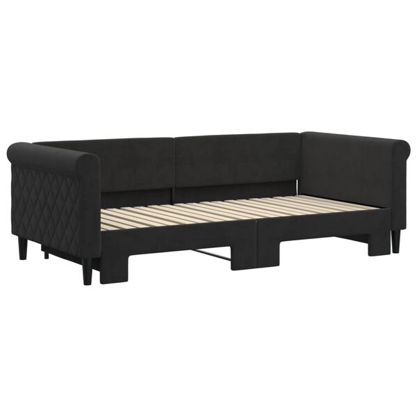 vidaXL Slaapbank met onderschuifbed 90x190 cm fluweel zwart