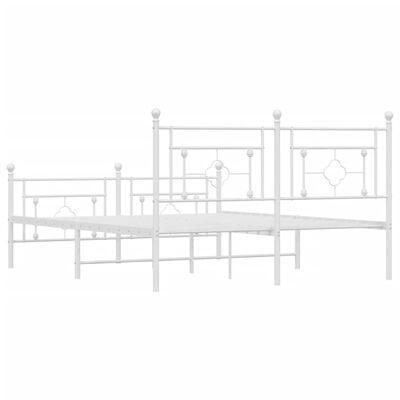 vidaXL Bedframe met hoofd- en voeteneinde metaal wit 150x200 cm