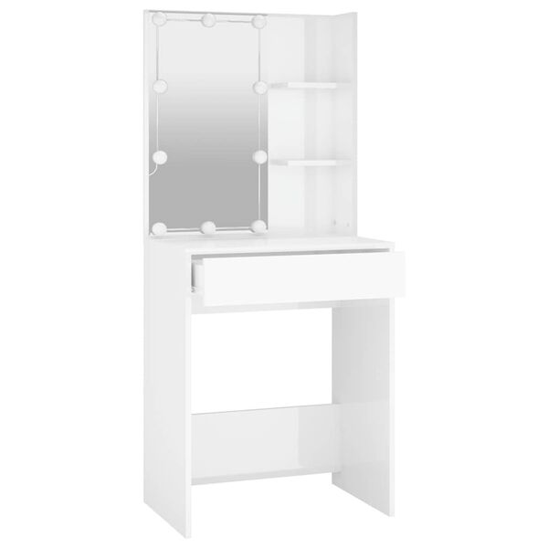 vidaXL Kaptafel met LED-verlichting 60x40x140 cm hoogglans wit