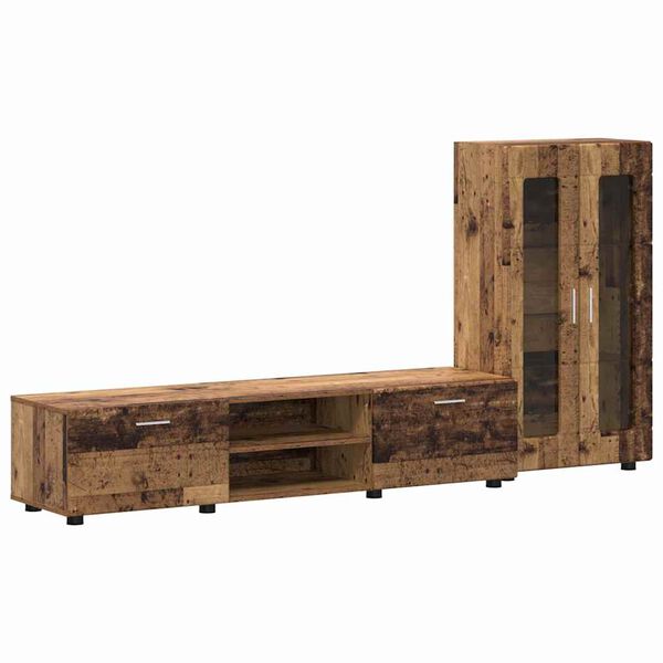 vidaXL Tv-meubelset met lade met plank met opslag Oudhout Bewerkt hout