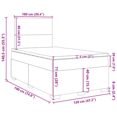 vidaXL Boxspring met matras fluweel zwart 120x190 cm