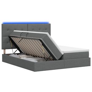 vidaXL LED Opslagbed met Matras Donkergrijs 200 x 200 cm Stof