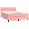 vidaXL Boxspring met matras fluweel roze 140x190 cm