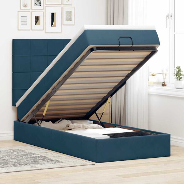 vidaXL Ottoman bed met matrassen en LED's 100x200cm fluweel