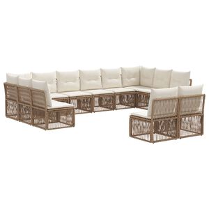 vidaXL Tuinbankenset 12 pcs Beige poly rattan
