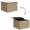 vidaXL Tuinbankenset met opslag 6 pcs Beige en Cr&egrave;me poly rattan