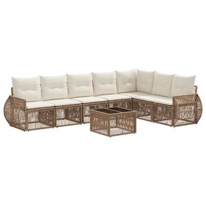 vidaXL Tuinbankenset 8 pcs Beige en Cr&egrave;me Wit poly rattan