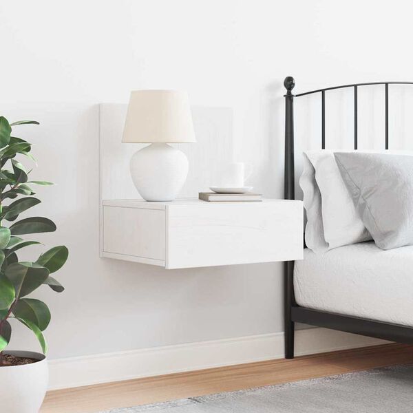 vidaXL Nachtkastje met lade Wit 42 x 32,5 x 40 cm Massief grenenhout