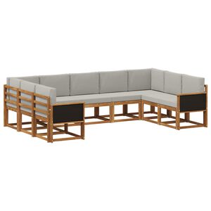 vidaXL Buiten bankenset 9 pcs Naturel en lichtgrijs Massief Acaciahout