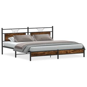 vidaXL Bedframe zonder matras metaal gerookt eikenkleurig 193x203 cm