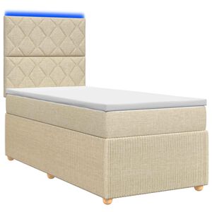 vidaXL LED Boxspring Bed met Matras Cr&egrave;mekleurig 80 x 200 cm Stof