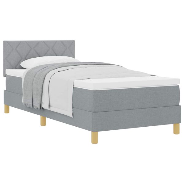 vidaXL Boxspringbed met kussen Lichtgrijs 90 x 190 cm Stof