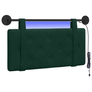 vidaXL Hangend hoofdbord Met LED-verlichting Donkergroen Fluweel