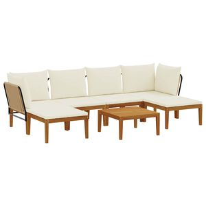 vidaXL 7 st Massief acaciahout & touw Naturel
