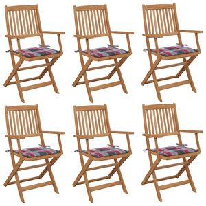 vidaXL Tuinstoelen 6 st inklapbaar met kussens massief acaciahout